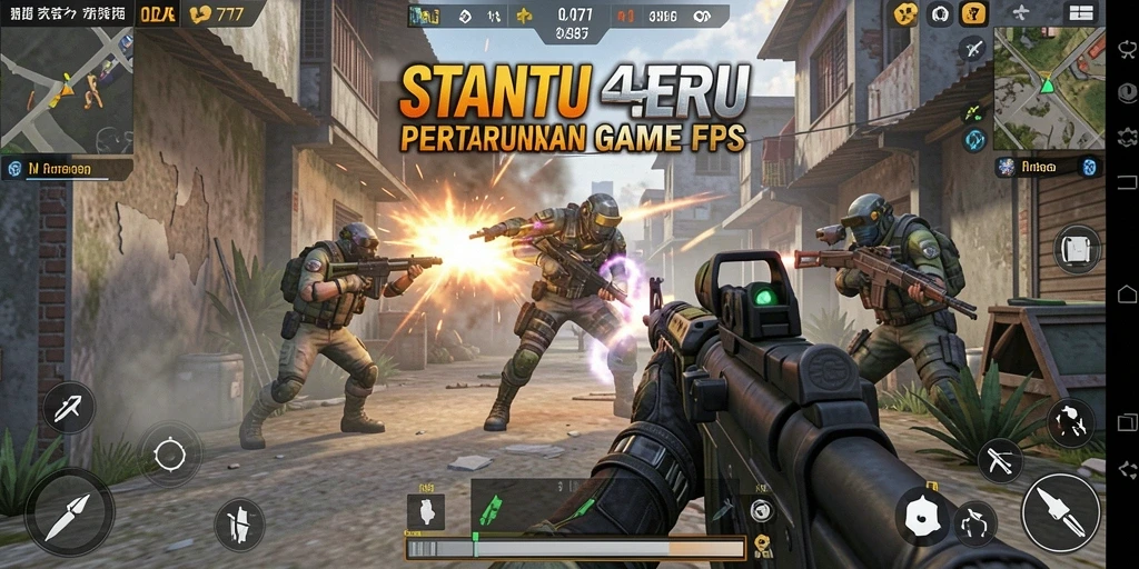 Screenshot utama gameplay IDA777 menampilkan aksi pertempuran FPS yang mendebarkan.