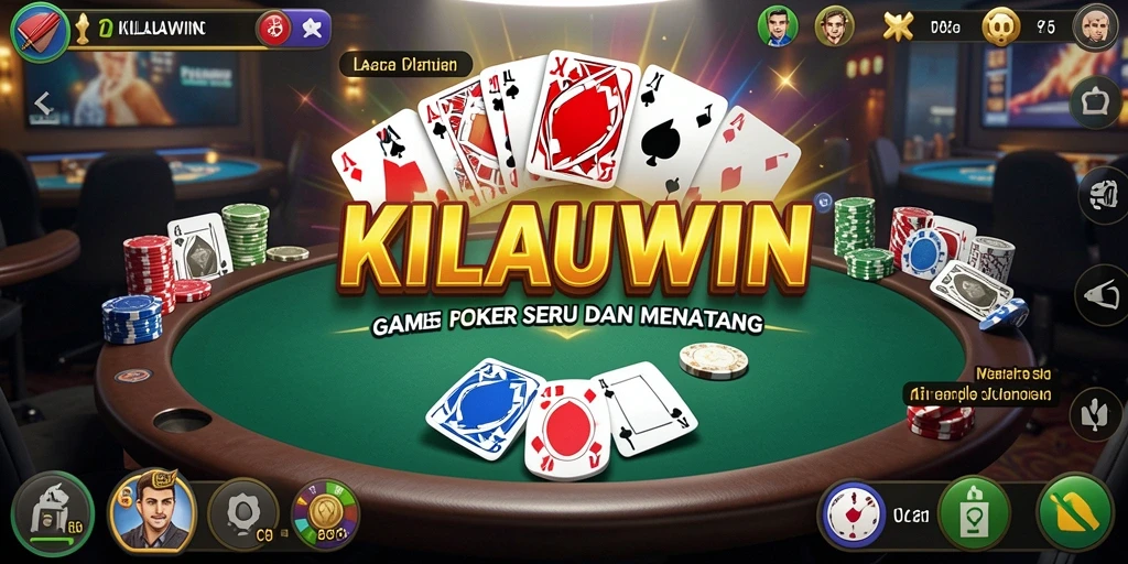 Tampilan gameplay KILAUWIN yang mendebarkan dengan aksi Poker penuh strategi.