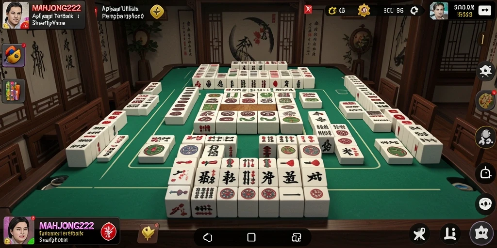 Tangkapan layar gameplay MAHJONG222 yang menunjukkan antarmuka aplikasi.