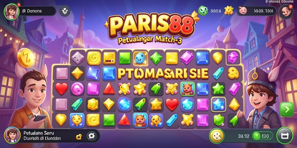 Tampilan gameplay seru dengan kombinasi permata dalam PARIS88.