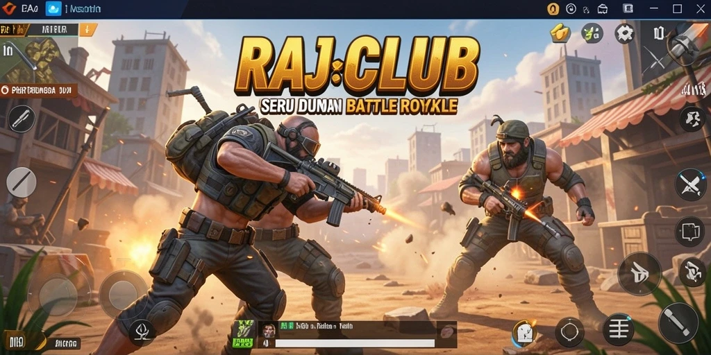 Tangkapan layar RAJACLUB menampilkan aksi intens di arena Battle Royale.